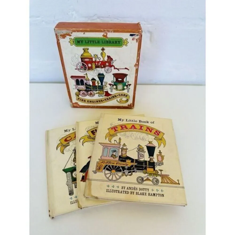 1963 Boxed Set MY LITTLE‎ LIBRARY - Fire Engines Trains Cars by Andes Dotty Used